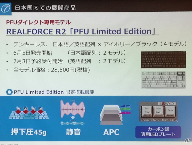 「REALFORCE R2」シリーズのPFU向け専用仕様「PFU Limited Edition」