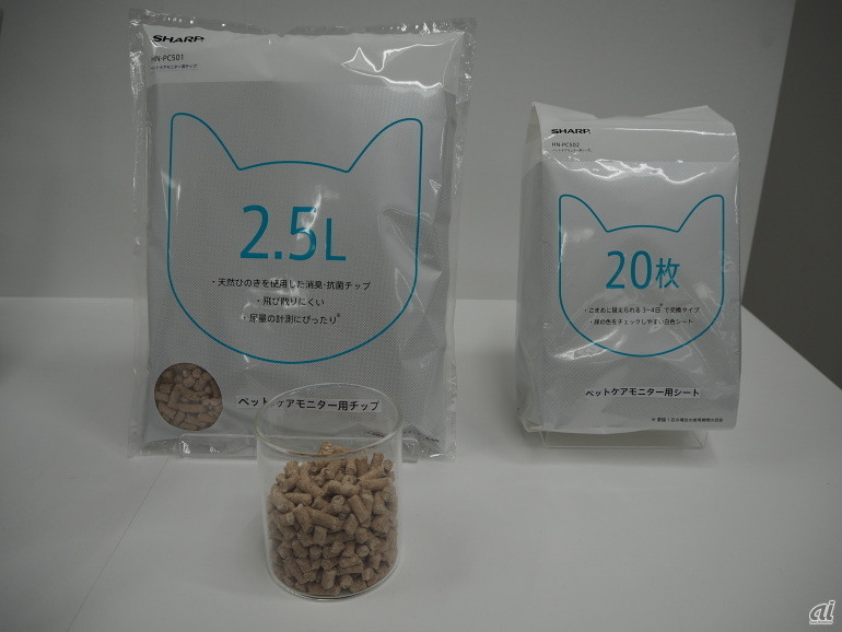 猫砂（ペットケアモニター用チップ2.5L）が600円、ペットシーツ（20枚）が800円