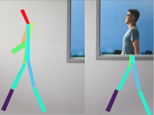 MIT、壁に隠れた人を“棒人間”として可視化--ニューラルネットで反射電波を解析