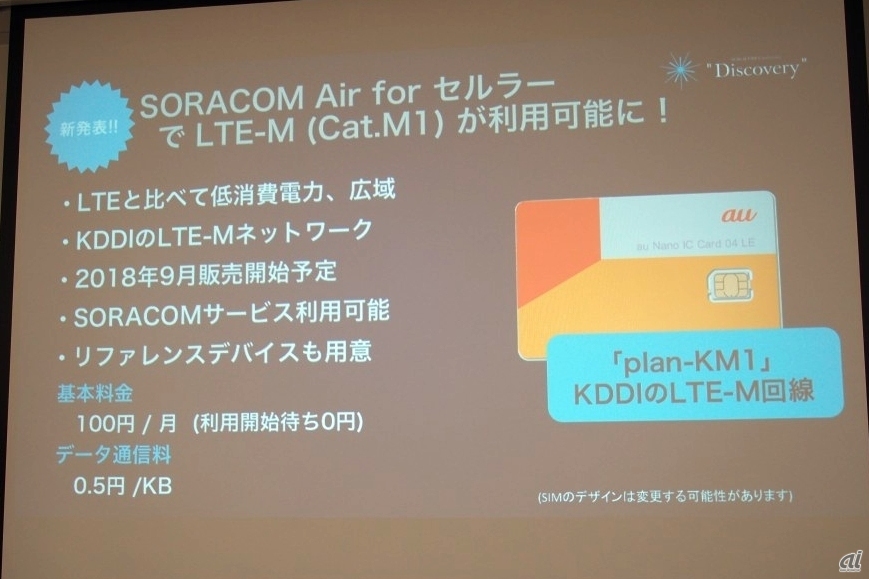KDDIのLTE-Mネットワークを利用したIoT通信サービス「SORACOM Air for セルラー pran-KM1」を9月より提供する