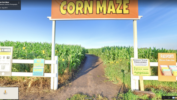 本当に迷いそうなトウモロコシ畑の迷路

　カナダのアルバータ州にある「Edmonton Corn Maze」は、ストリートビューから入ることもできる。出口までたどり着けるとよいのだが。