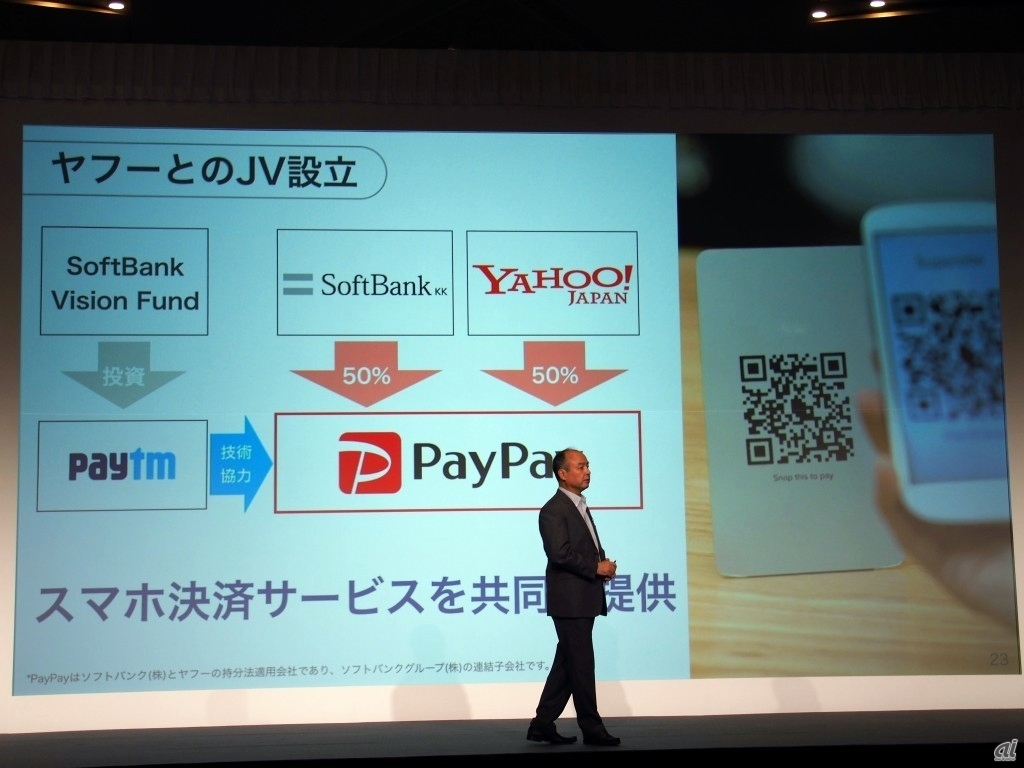 ソフトバンクはヤフーとの合弁により「PayPay」を設立、秋からQRコードを活用したスマートフォン決済を提供する