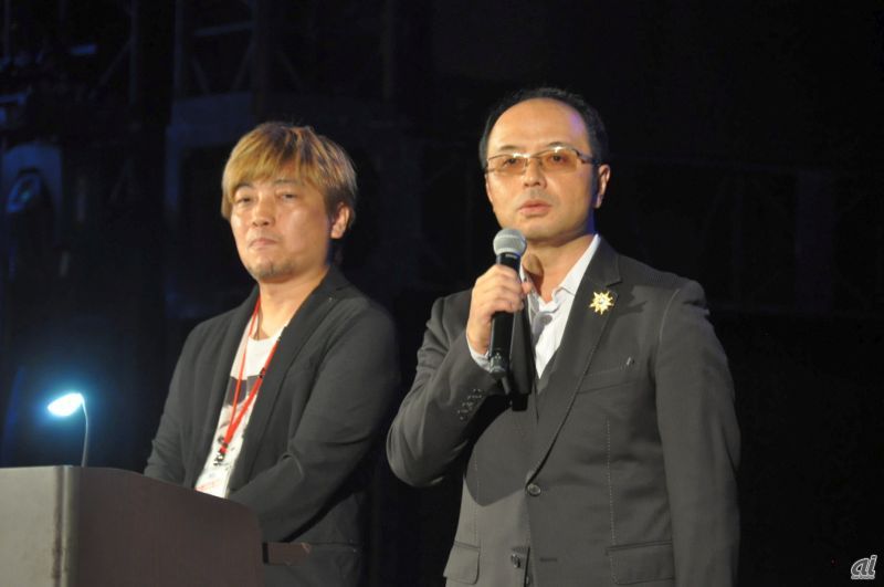 エイベックス・エンタテインメント執行役員の猪野丈也氏（左）と、ユークスの内田明理氏（右）