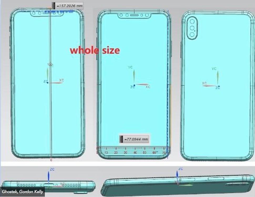 「iPhone X Plus」のものと称されるレンダリング画像では、背面に3つのカメラが備わる