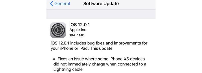 iOS 12.0.1のリリースノート