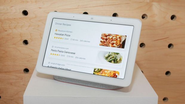 　ネット接続されたGoogle Home Hubがあれば、レシピを瞬時に呼び出して日々の料理に役立てることができる。