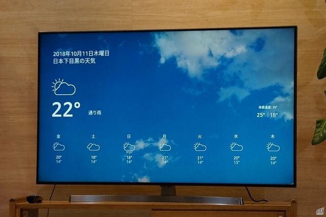 　連携したAmazon Echoに天気予報を訪ねた結果を、Amazon Fire TV Stick 4Kでテレビに表示したところ。