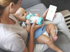 乳児の世話を楽にしてくれるスマートな“ほ乳瓶”と“オムツ用センサ”