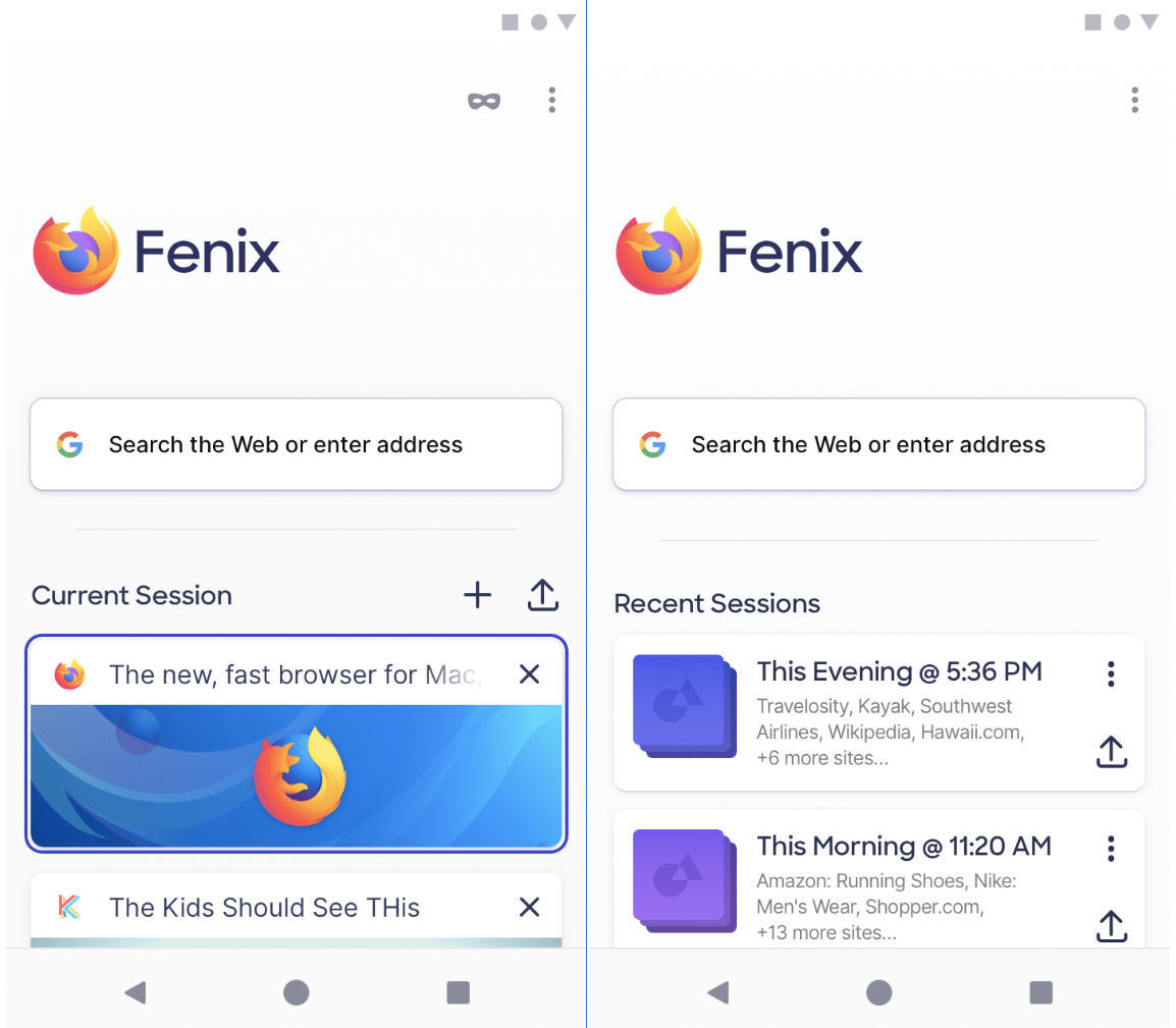 Hentzschel氏が投稿したFirefox Fenixのモックアップ