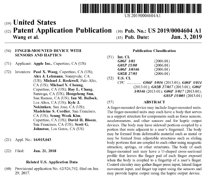 公開されたAppleの特許（出典：USPTO）
