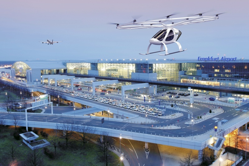空港と周辺の交通機関を空中タクシーで結ぶ（出典：Volocopter）