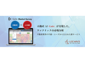 リーウェイズ、AIによる物件周辺の市場分析「Gate. Market Survey」を6月に公開