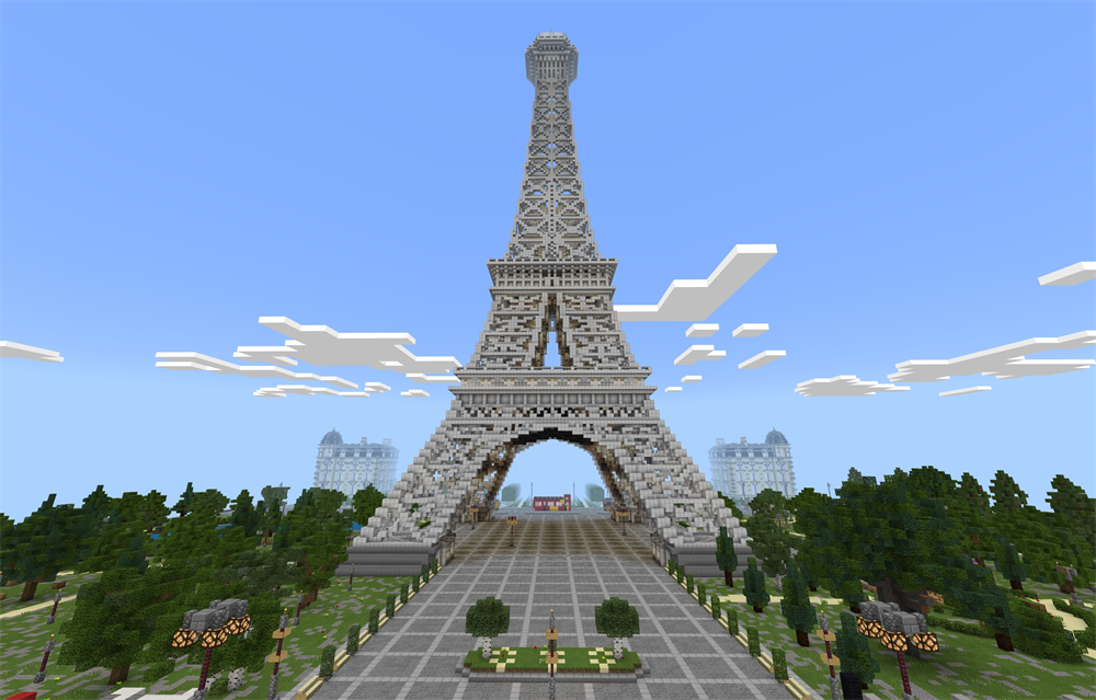 「Minecraft: Education Edition」で作られたパリのワールド。参加者たちには、授業プランに使える教材として同ワールドのデータも配布された。