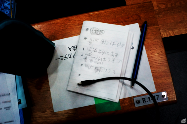 　木村さんと佐藤さんの試合当日のプログラミングの改善点が記されたメモ書き。箇条書きに整理して書かれている。
