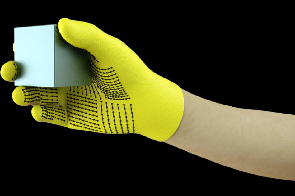 手で持った物の形状と重さを推定できる手袋（出典：MIT）