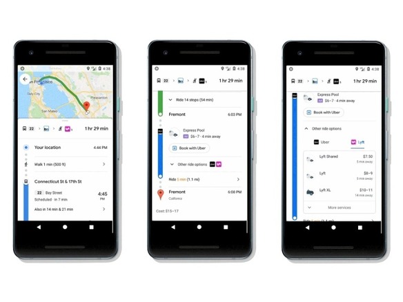 「Google マップ」、経路検索でライドシェアや自転車も組み合わせたルート提案