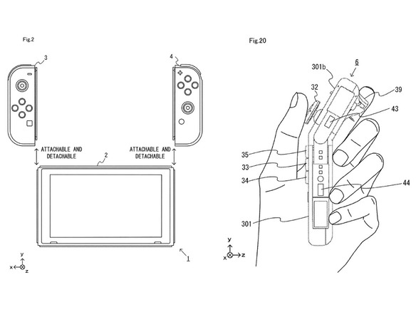 任天堂、折り曲げ式のゲームコントローラーを特許出願--次世代「Joy-Con」風の図面