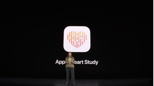 　Appleの心臓研究プロジェクト「Apple Heart Study」について述べるDesai氏。