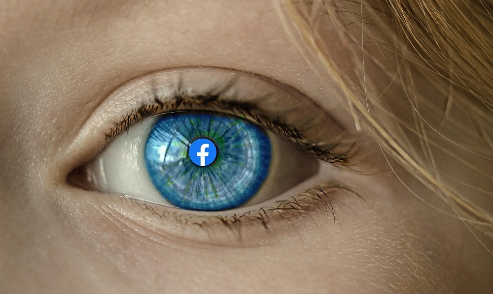 瞳の中にFacebookのロゴがあるイラスト
