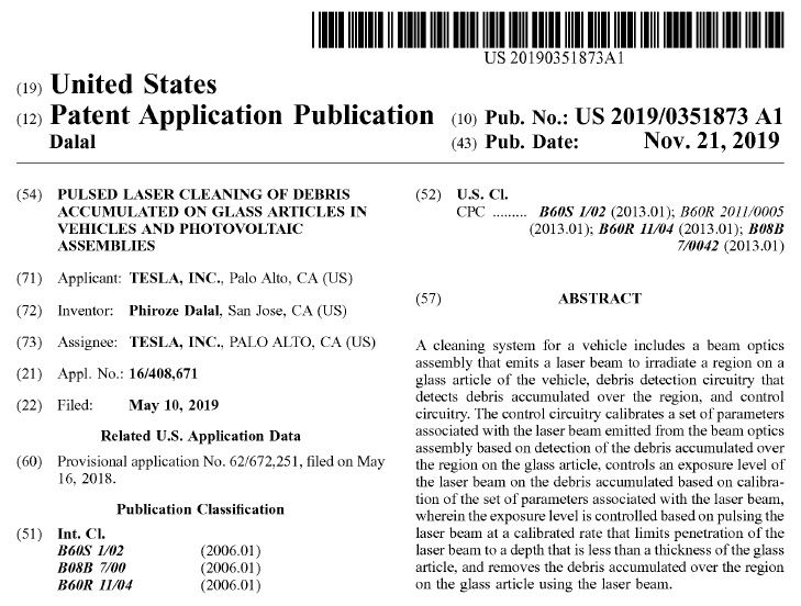 公開されたTeslaの特許（出典：USPTO）