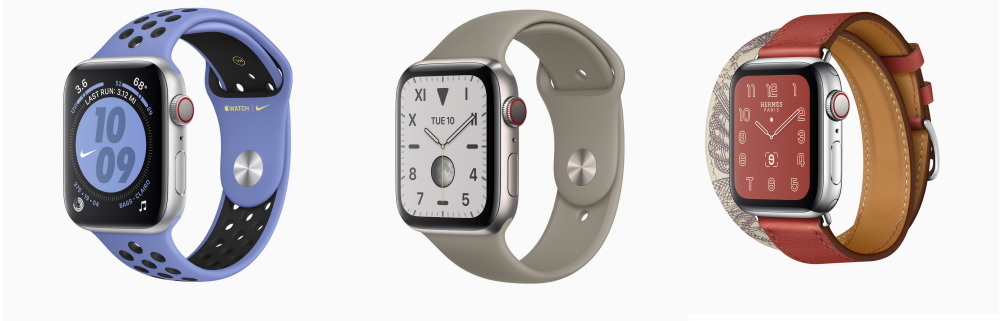 Apple Watch Nike、Apple Watch Series 5（チタニウムモデル）、Apple Watch Hermes