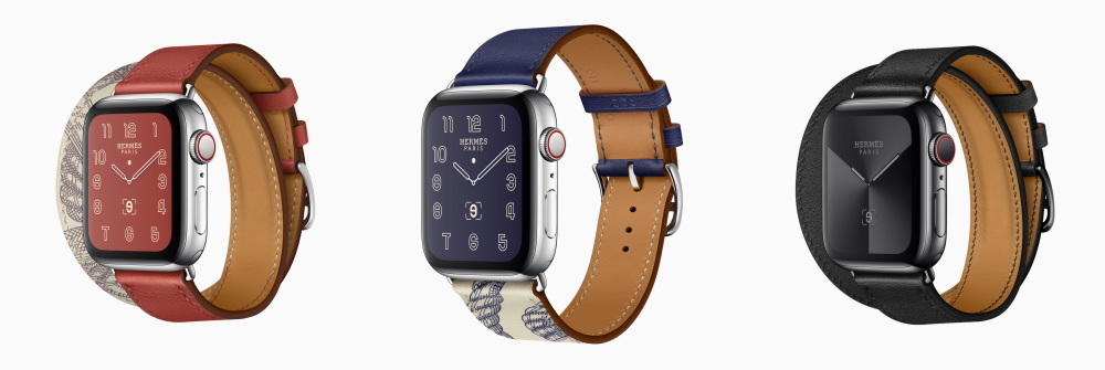 Apple Watch Hermesには、デッラ・カヴァッレリアプリントを施したカラーブロックバンドとオールブラックバージョンが加わった