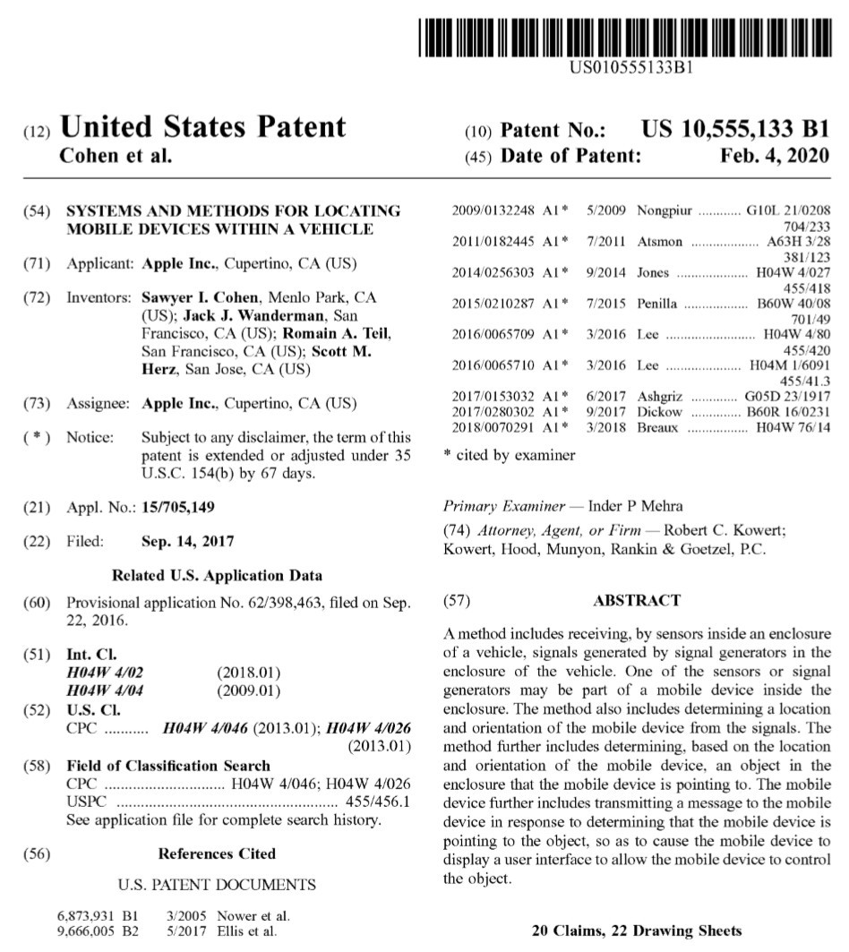 登録されたAppleの特許（出典：USPTO）