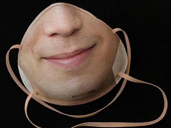 顔をプリントしたマスク 着けたまま顔認識でロック解除も デザイナー考案 Cnet Japan
