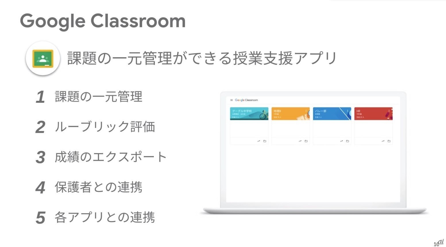 「Google Classroom」の機能