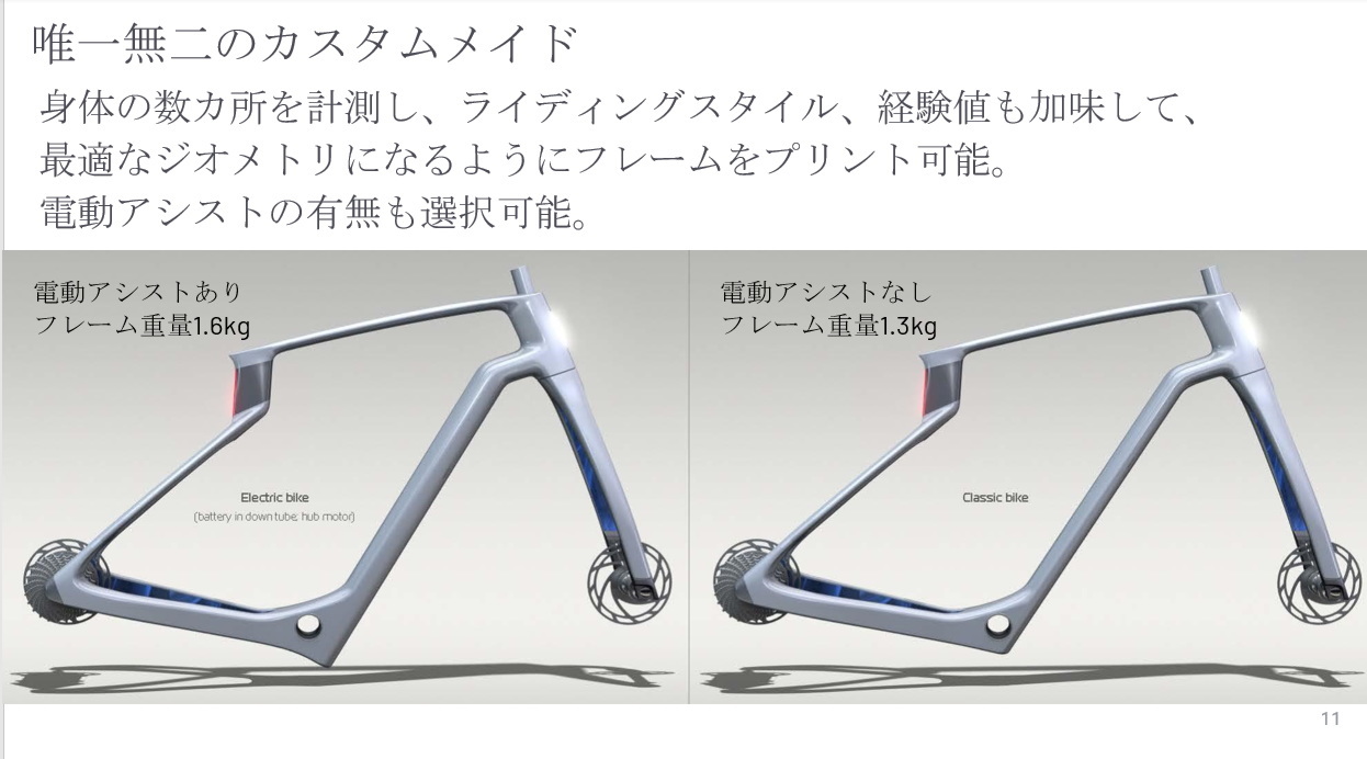 カスタムメイドで約14万円--3Dプリンタでつくるカーボンバイク 