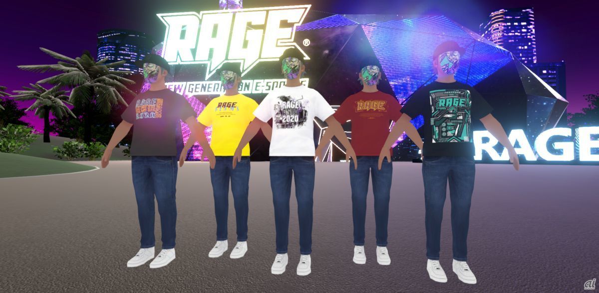 BEAMSデザインの「RAGE ASIA 2020」オフィシャルTシャツを、V-RAGE内のアバターに着用することが可能