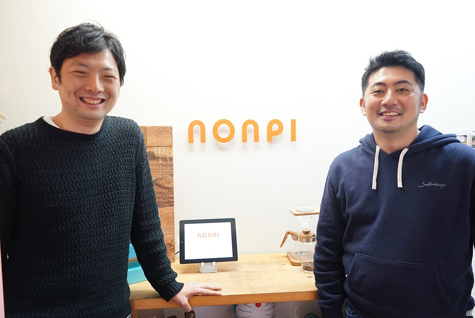 nonpi取締役副社長の上形秀一郎氏（左）と取締役CTOの中筋丈人氏（右）