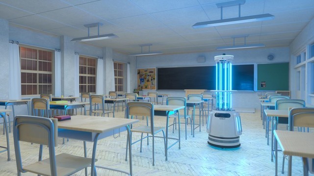 消毒ロボット

　新型コロナウイルスの流行によって、あらゆる人が潔癖性のようになった。世界が日常を取り戻せるように、さまざまなロボットが進化している。UBTECH Roboticsの「Adibot」がその典型だ。Adibotは、紫外線ライトを使用して部屋を消毒するために作られた専用のロボットで、中小企業や学校向けに設計されている。