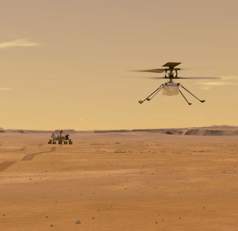 火星でヘリコプターの飛行が成功（出典：NASA、ジェット推進研究所（JPL）、カリフォルニア工科大学（Caltech））