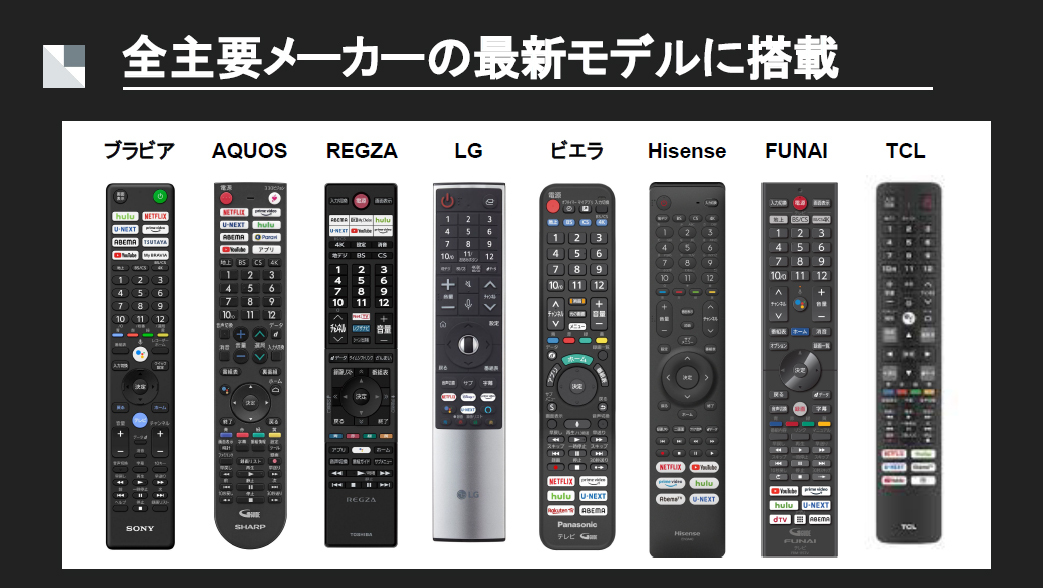 全主要メーカーの最新テレビに「U-NEXTボタン」が搭載された
