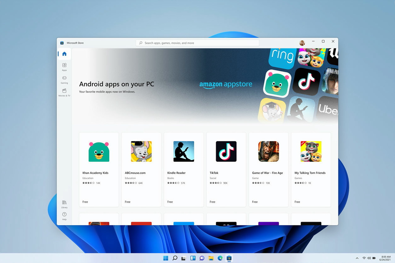 AmazonのAndroidアプリストアがWindows 11のMicrosoft Storeに統合
