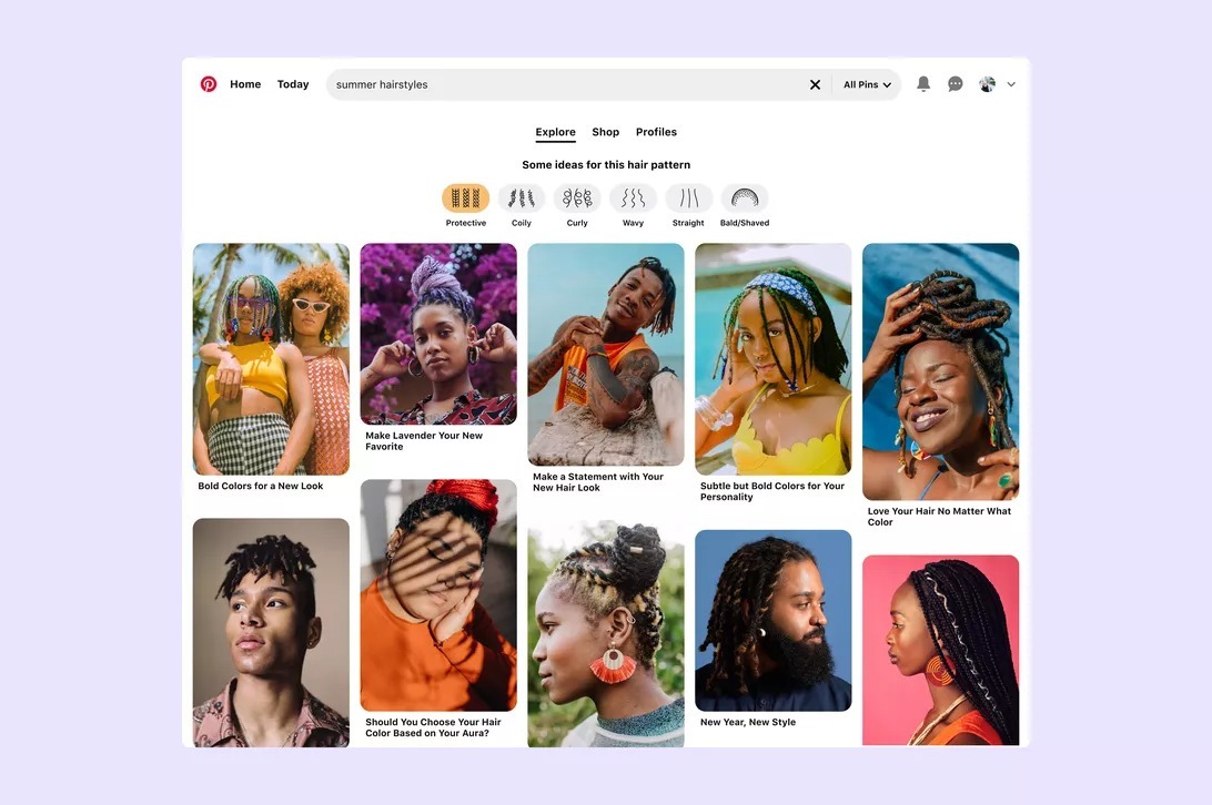 Pinterestのヘアスタイル検索