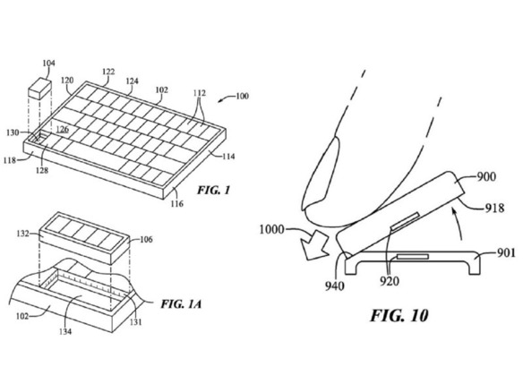アップル、キーボードから外したキーがマウスやタッチパネルになる技術--特許を出願