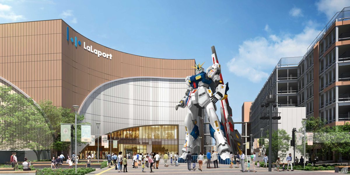 三井ショッピングパーク ららぽーと福岡に設置予定の「実物大ν（ニュー）ガンダム」立像イメージ