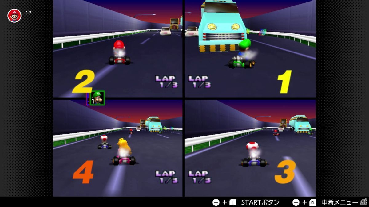 NINTENDO 64 Nintendo Switch Onlineでは、最大4人まで、ローカルだけでなくオンラインでも一緒に遊ぶことが可能（画像は「マリオカート64」）