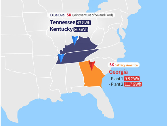 フォードなど、テネシー州とケンタッキー州にEVバッテリ工場を新設--1兆2000億円超で