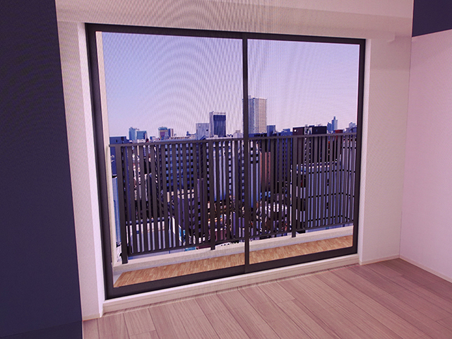 ドローンを使って撮影した映像を組み合わせることで、各階の窓からの眺望が確認できる