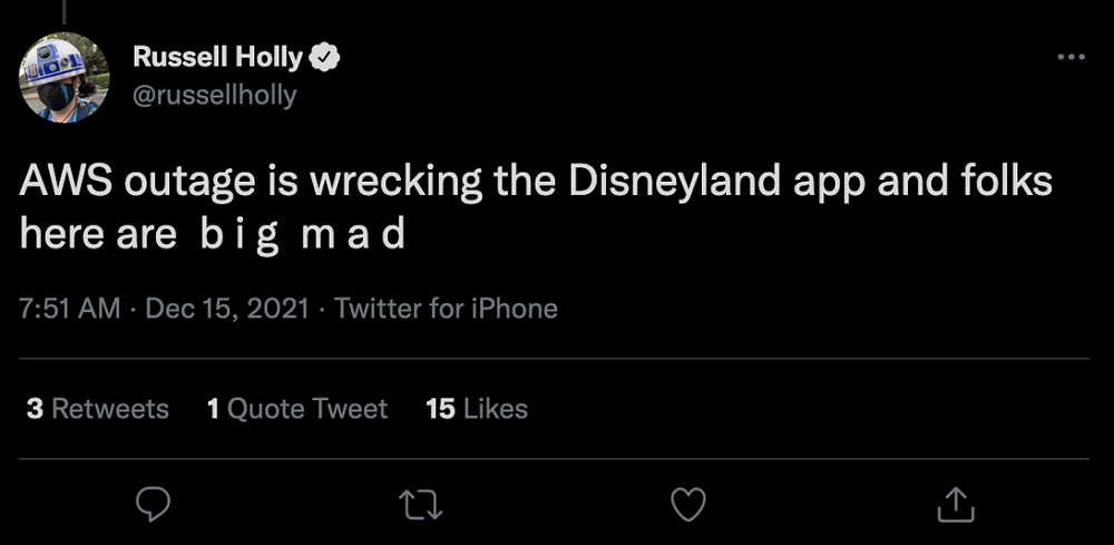 「Disneyland」アプリが使えないことを嘆くツイート