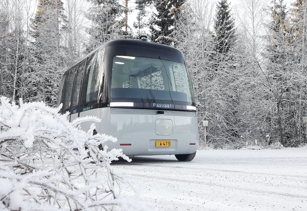 雪、雨、霧などの悪天候に強い自動運転ソフトウェアを強みとするSensible 4のシャトルバス「GACHA」（提供：Sensible 4）