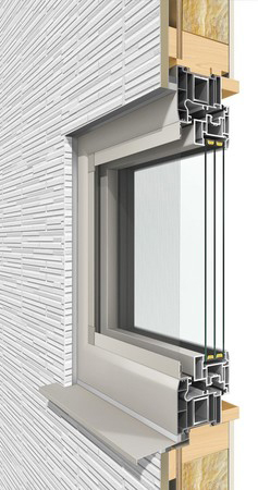 パネル専用窓（トリプルガラス樹脂窓）の断面図