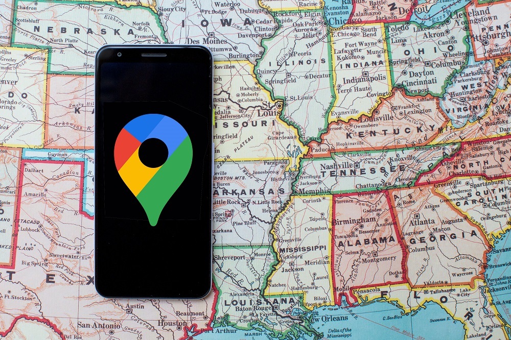 Googleマップのアイコンと地図