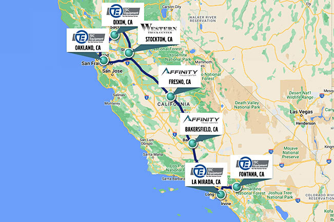 カリフォルニア州を縦断するEV充電スタンド網（出典：Volvo Trucks North America）