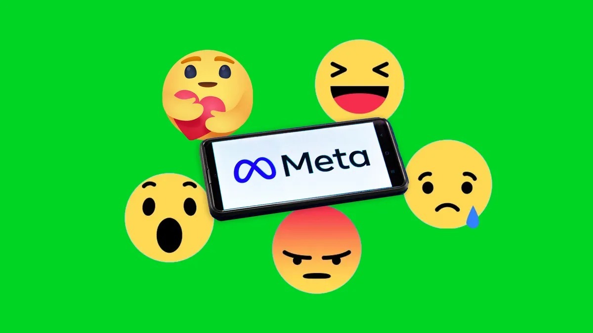 Metaのロゴとさまざまな顔文字