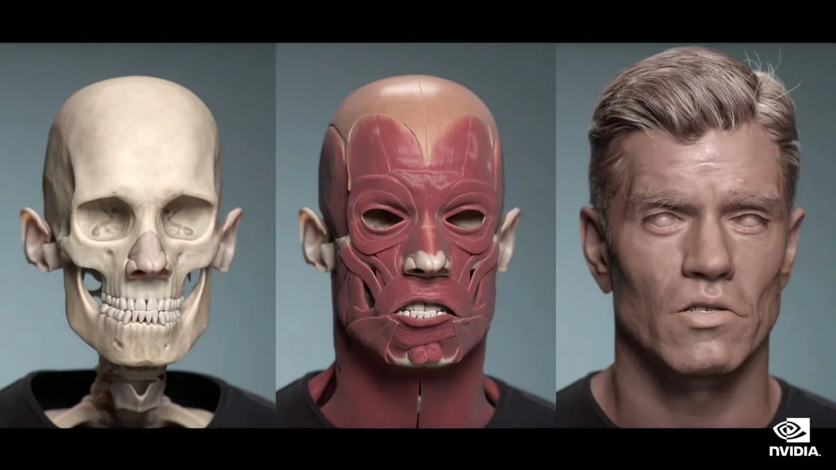 Nvidiaによる3Dモデル構築ツールによる作成された顔