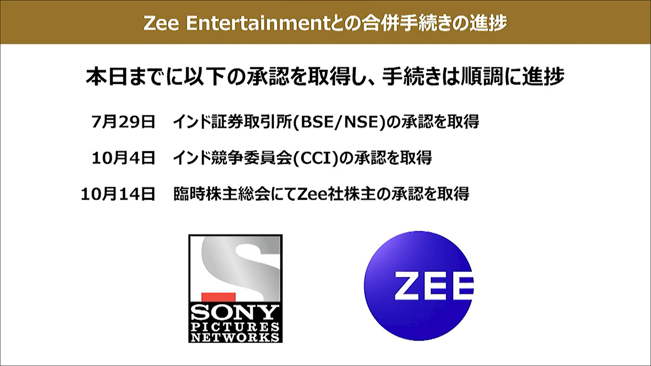 Zee Entertainmentとの合併手続きの進捗